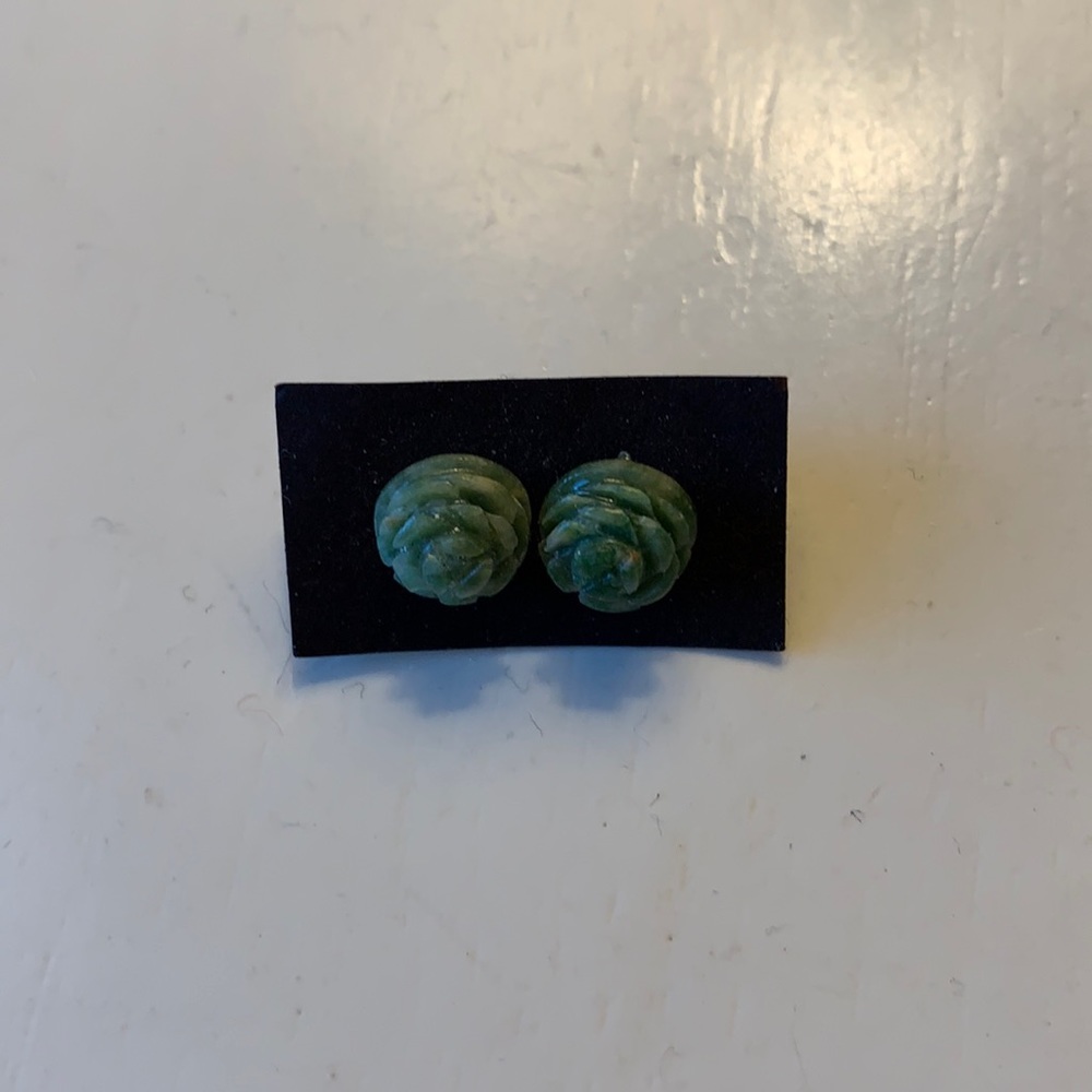 Tiny jade rose studs